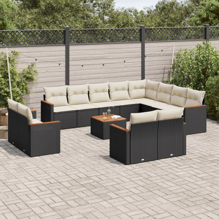 Loungegrupp Med Dynor 12 Delar Svart Konstrotting