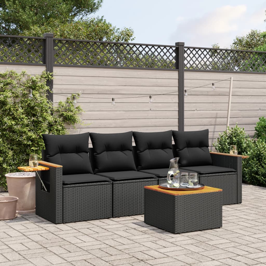 Soffgrupp För Trädgården Med Dynor 5 Delar Beige Konstrotting