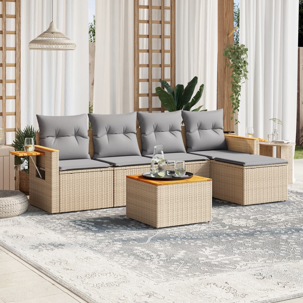 Loungegrupp För Trädgården Med Dynor 5 Delar Svart Konstrotting