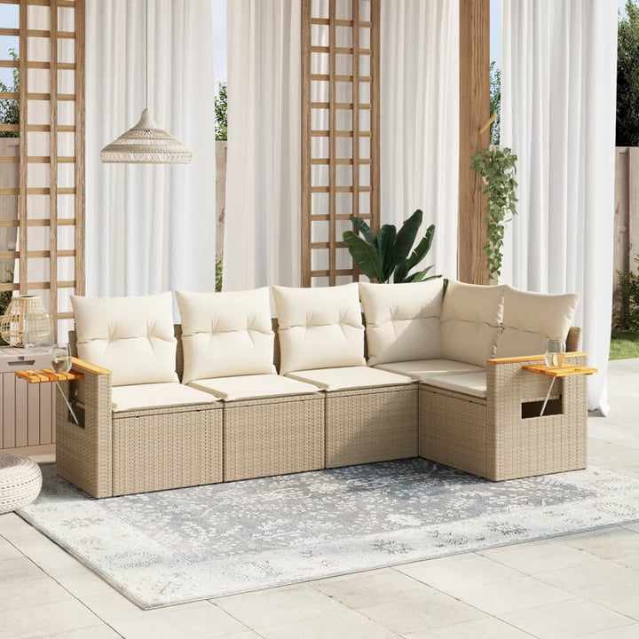 Soffgrupp För Trädgården Med Dynor 6 Delar Beige Konstrotting