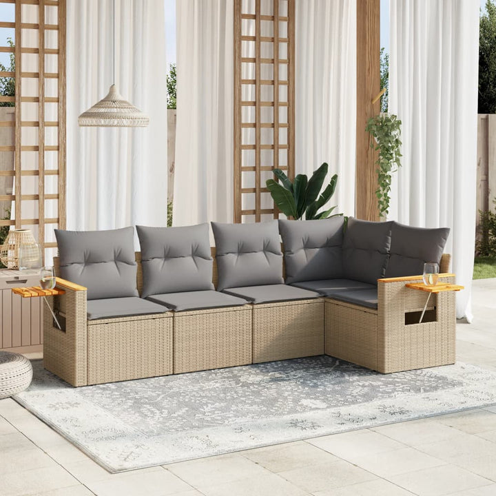 Soffgrupp För Trädgården Med Dynor 6 Delar Beige Konstrotting