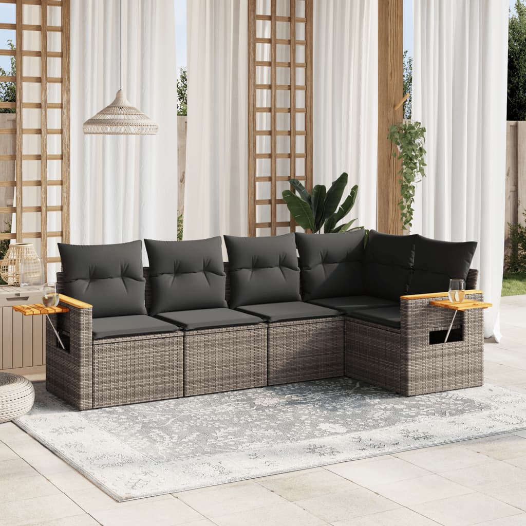 Soffgrupp För Trädgården Med Dynor 6 Delar Beige Konstrotting