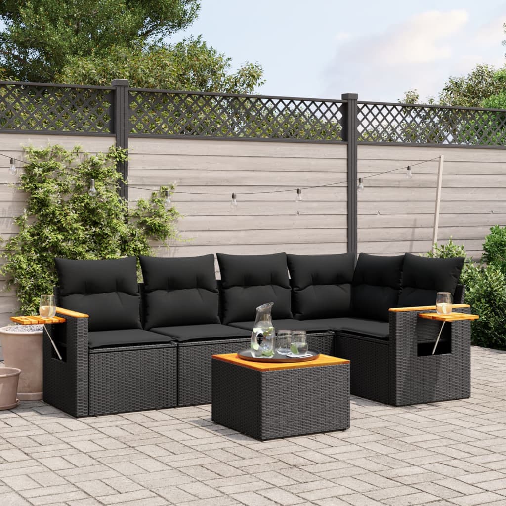 Soffgrupp För Trädgården Med Dynor 6 Delar Beige Konstrotting