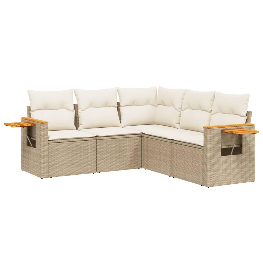Soffgrupp För Trädgården Med Dynor 5 Delar Beige Konstrotting