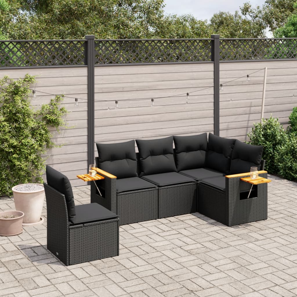 Soffgrupp För Trädgården Med Dynor 6 Delar Beige Konstrotting