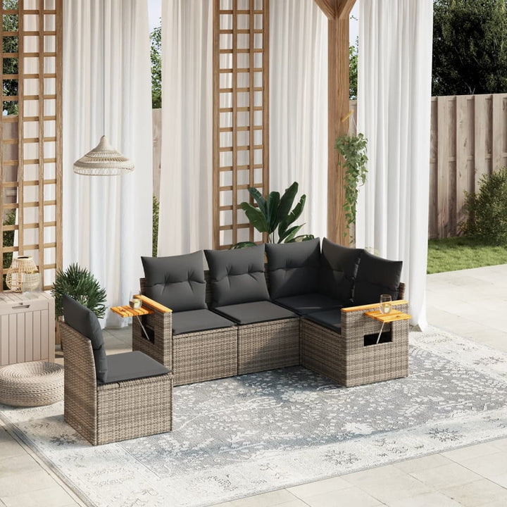 Soffgrupp För Trädgården Med Dynor 6 Delar Beige Konstrotting