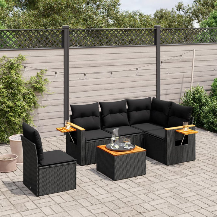 Soffgrupp För Trädgården Med Dynor 6 Delar Beige Konstrotting