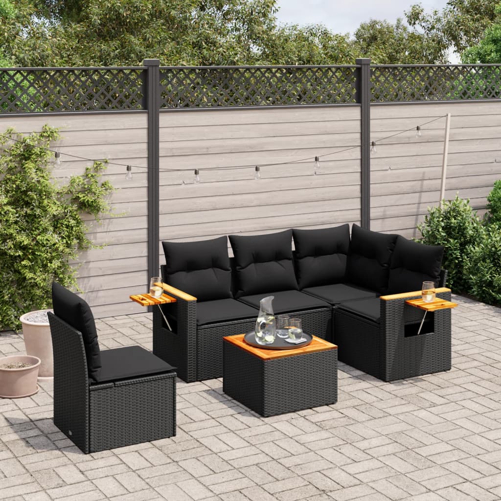 Soffgrupp För Trädgården Med Dynor 6 Delar Beige Konstrotting
