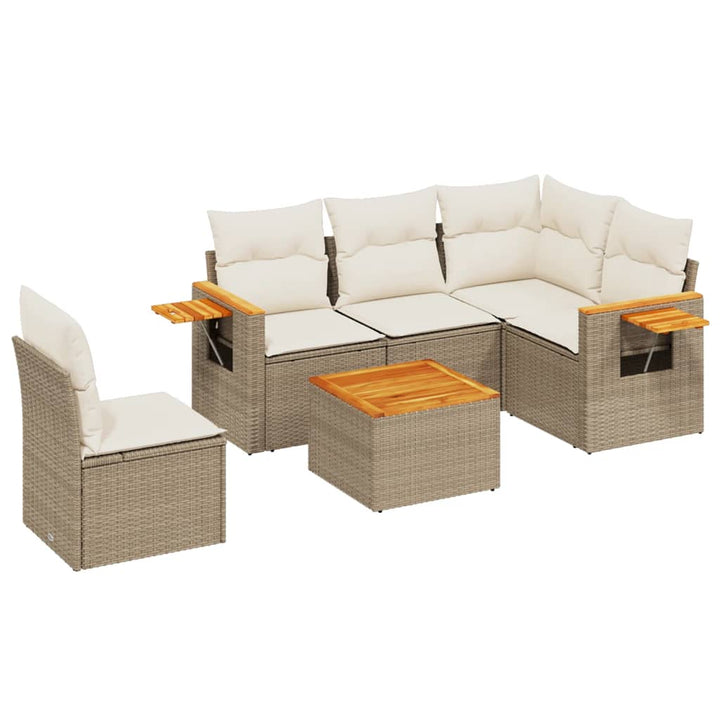 Soffgrupp För Trädgården Med Dynor 6 Delar Beige Konstrotting