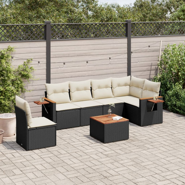 Matgrupp För Trädgården Med Dynor 7 Delar Beige Konstrotting