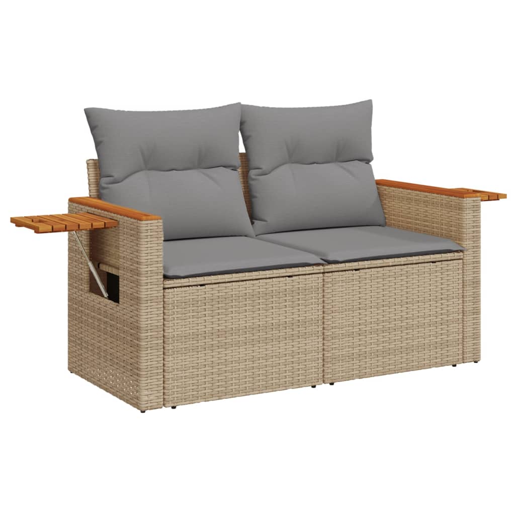 Matgrupp För Trädgården Med Dynor 7 Delar Beige Konstrotting