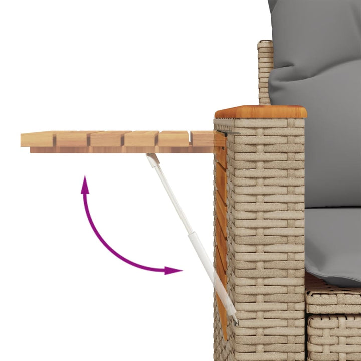 Matgrupp För Trädgården Med Dynor 7 Delar Beige Konstrotting