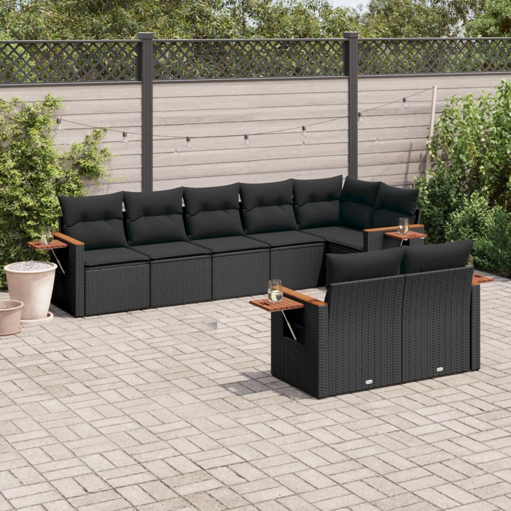 Soffgrupp För Trädgården Med Dynor 9 Delar Beige Konstrotting