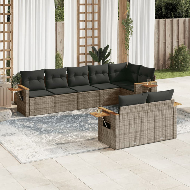 Soffgrupp För Trädgården Med Dynor 9 Delar Beige Konstrotting