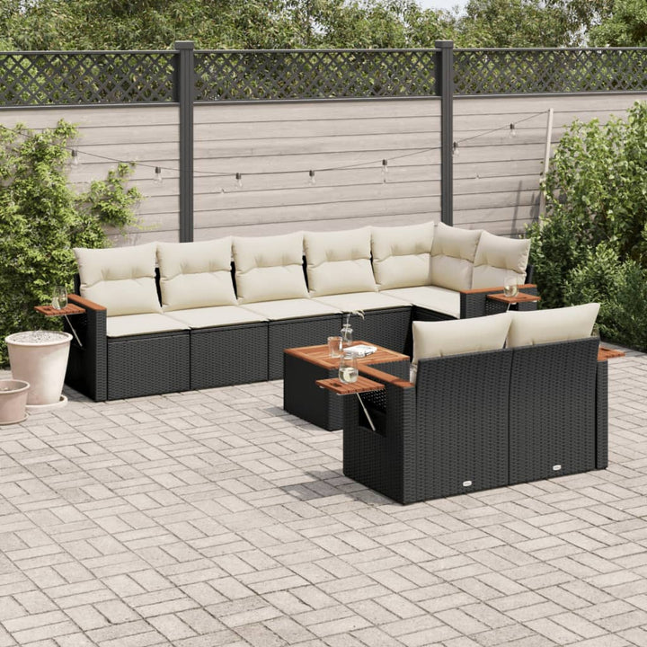 Soffgrupp För Trädgården Med Dynor 9 Delar Beige Konstrotting