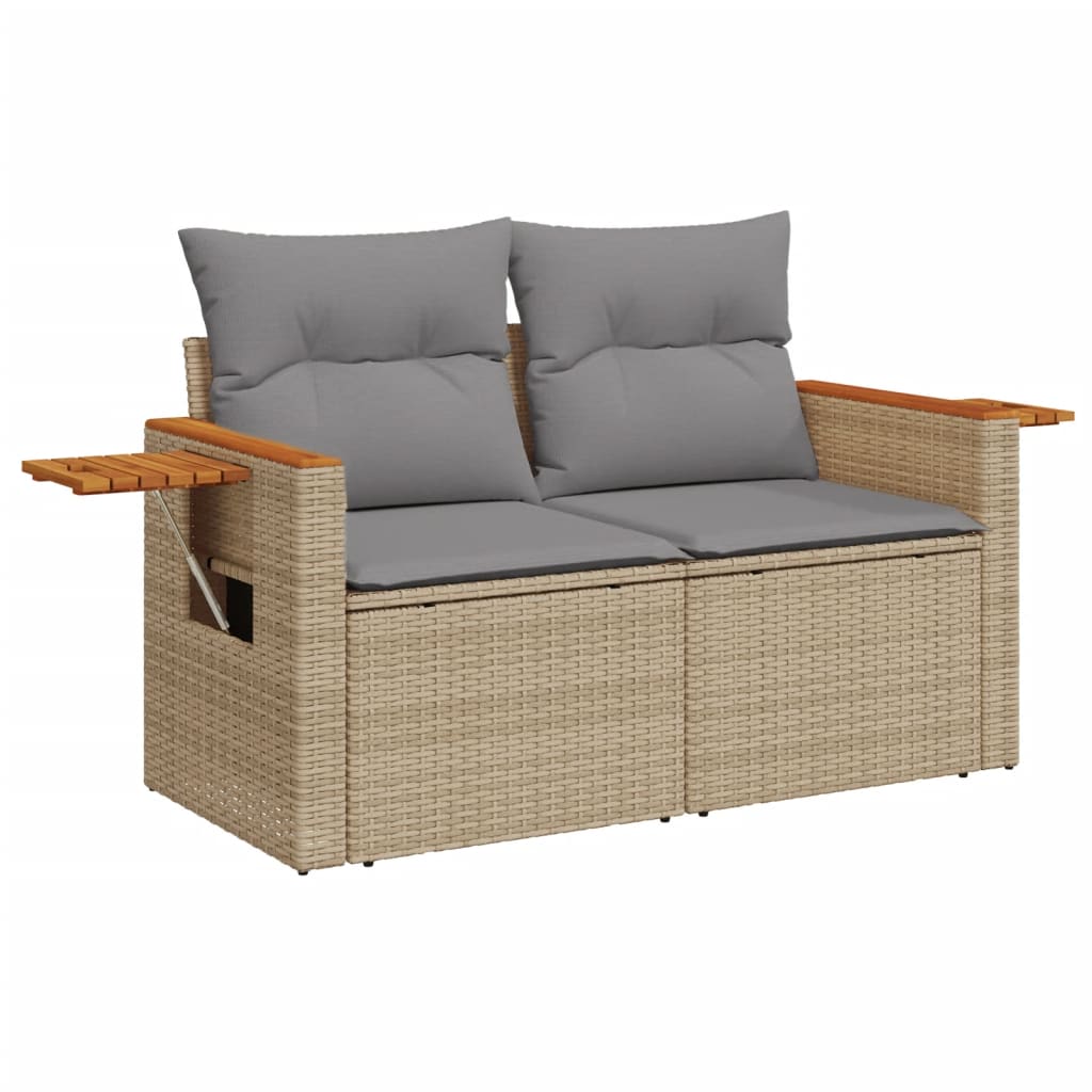 Soffgrupp För Trädgården Med Dynor 9 Delar Beige Konstrotting