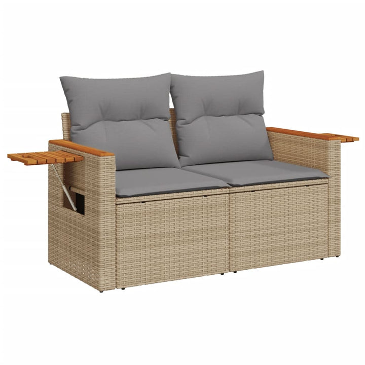 Soffgrupp För Trädgården Med Dynor 9 Delar Beige Konstrotting