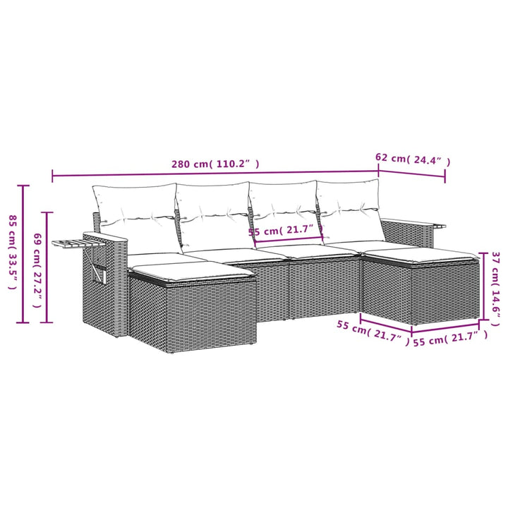 Loungegrupp Med Dynor 6 Delar Konstrotting