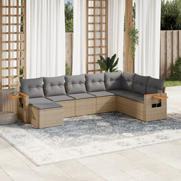 Soffgrupp För Trädgården Med Dynor 9 Delar Beige Konstrotting