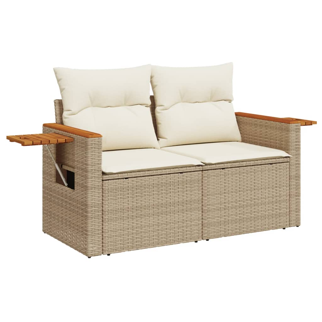 Matgrupp För Trädgården Med Dynor 7 Delar Beige Konstrotting
