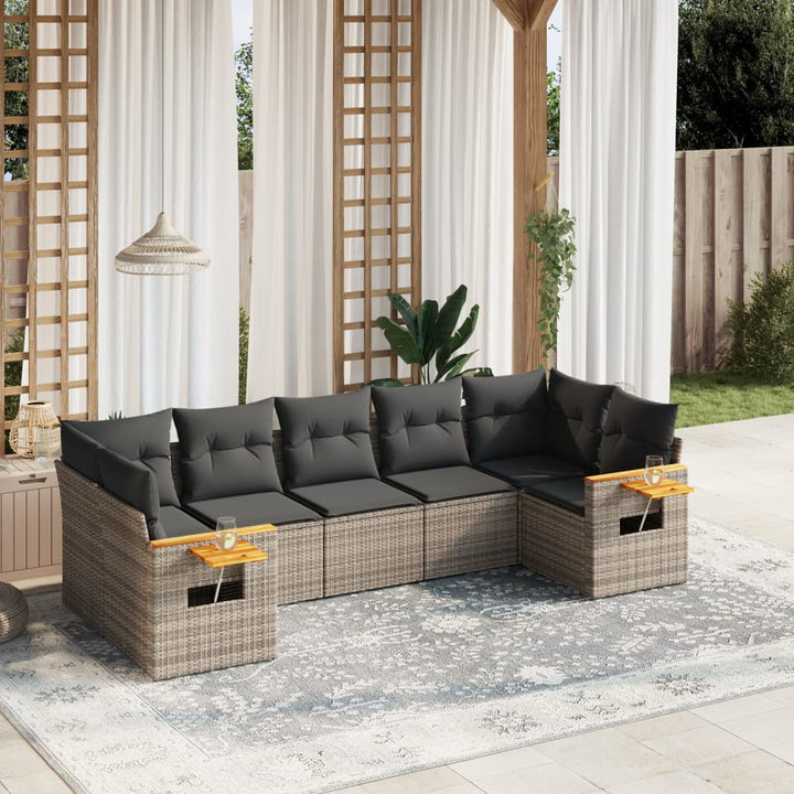 Matgrupp För Trädgården Med Dynor 7 Delar Beige Konstrotting