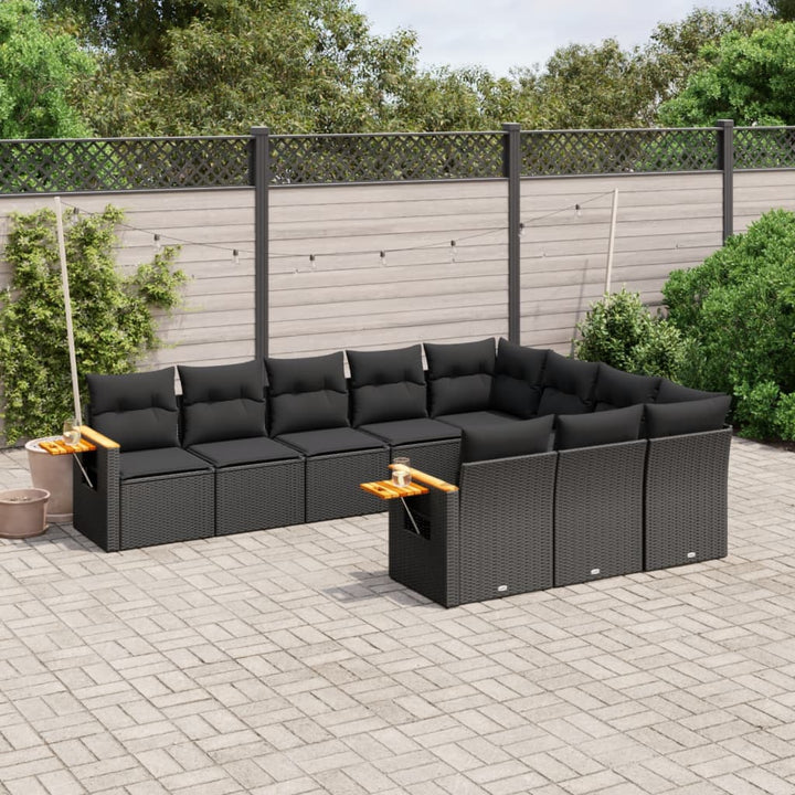 Loungegrupp För Trädgården M. Dynor 11 Delar Beige Konstrotting