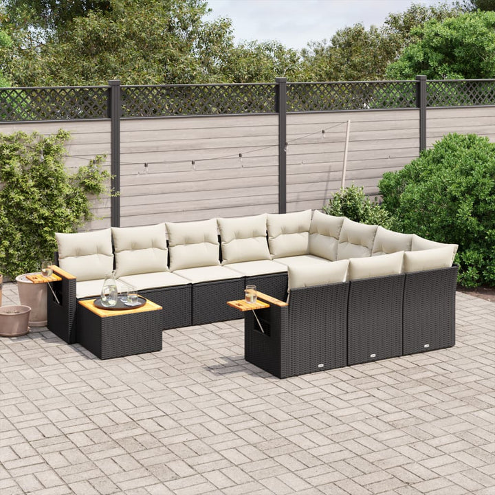 Loungegrupp För Trädgården M. Dynor 11 Delar Beige Konstrotting