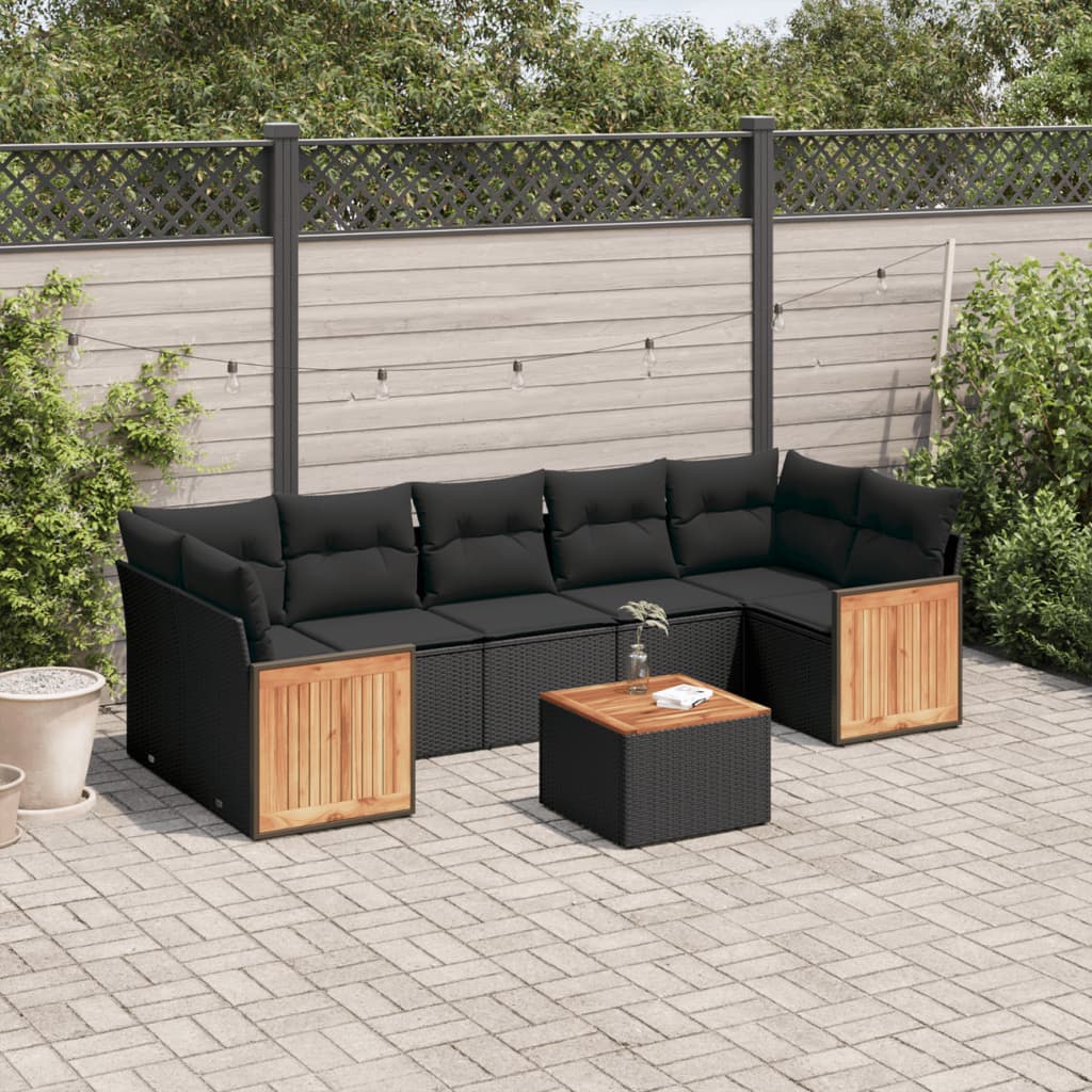 Matgrupp För Trädgården Med Dynor 8 Delar Beige Konstrotting