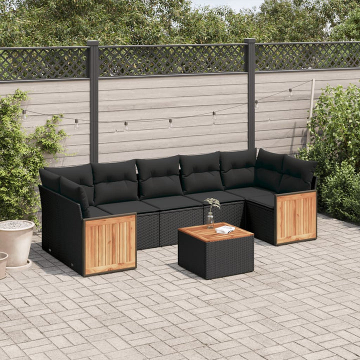 Matgrupp För Trädgården Med Dynor 8 Delar Beige Konstrotting