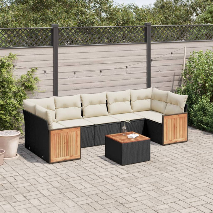 Matgrupp För Trädgården Med Dynor 8 Delar Beige Konstrotting