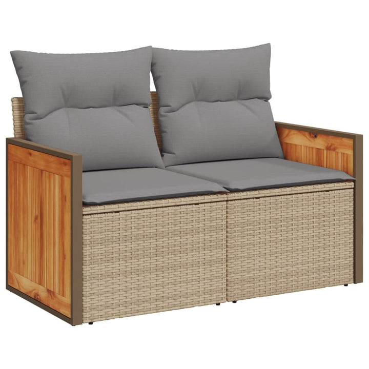 Matgrupp För Trädgården Med Dynor 8 Delar Beige Konstrotting