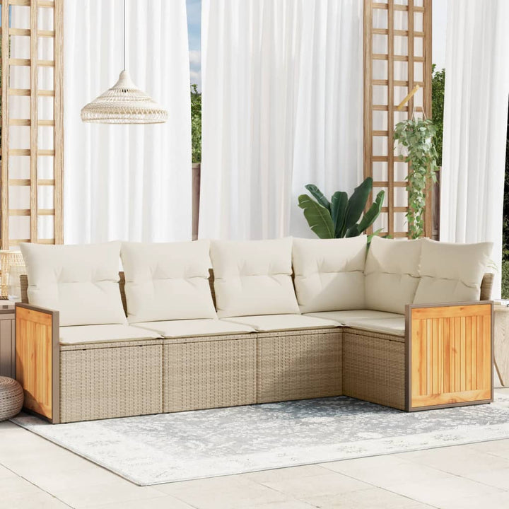 Soffgrupp För Trädgården Med Dynor 6 Delar Beige Konstrotting