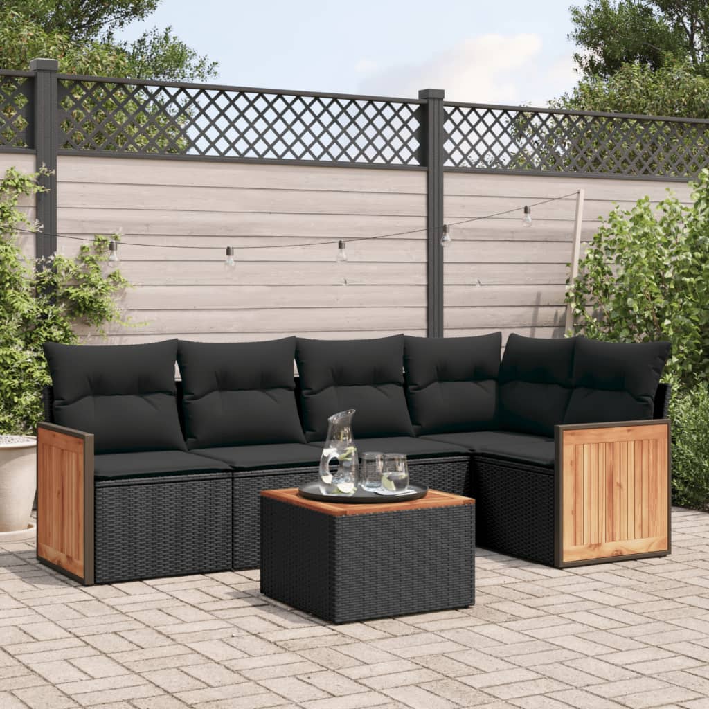Soffgrupp För Trädgården Med Dynor 6 Delar Beige Konstrotting