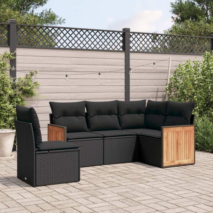 Soffgrupp För Trädgården Med Dynor 5 Delar Beige Konstrotting