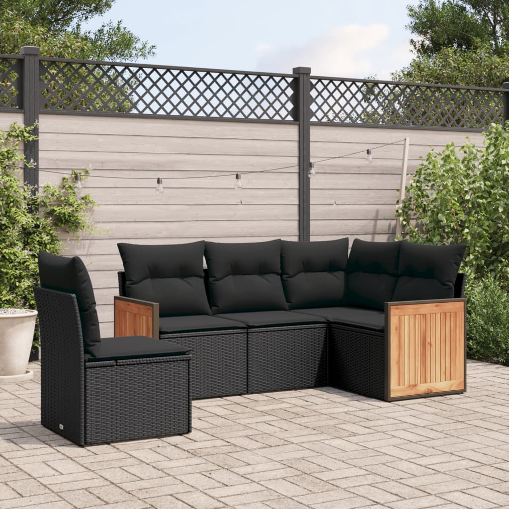 Soffgrupp För Trädgården Med Dynor 5 Delar Beige Konstrotting