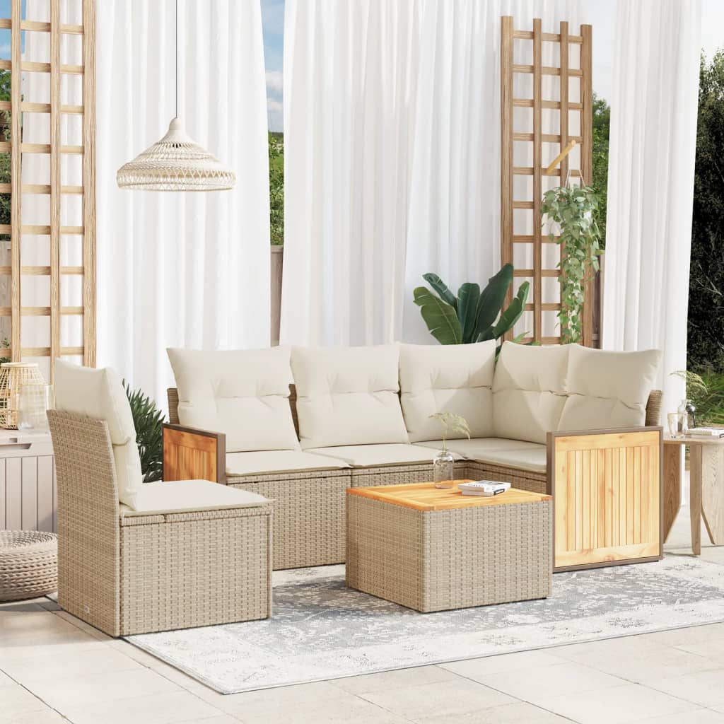 Soffgrupp För Trädgården Med Dynor 5 Delar Beige Konstrotting