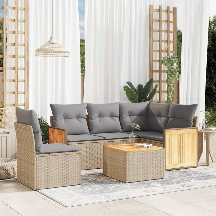 Soffgrupp För Trädgården Med Dynor 5 Delar Beige Konstrotting