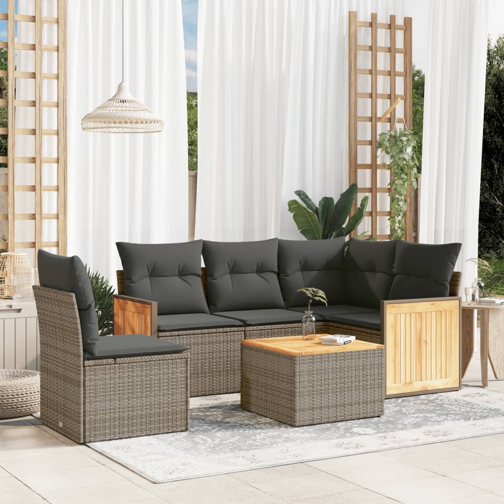 Soffgrupp För Trädgården Med Dynor 5 Delar Beige Konstrotting