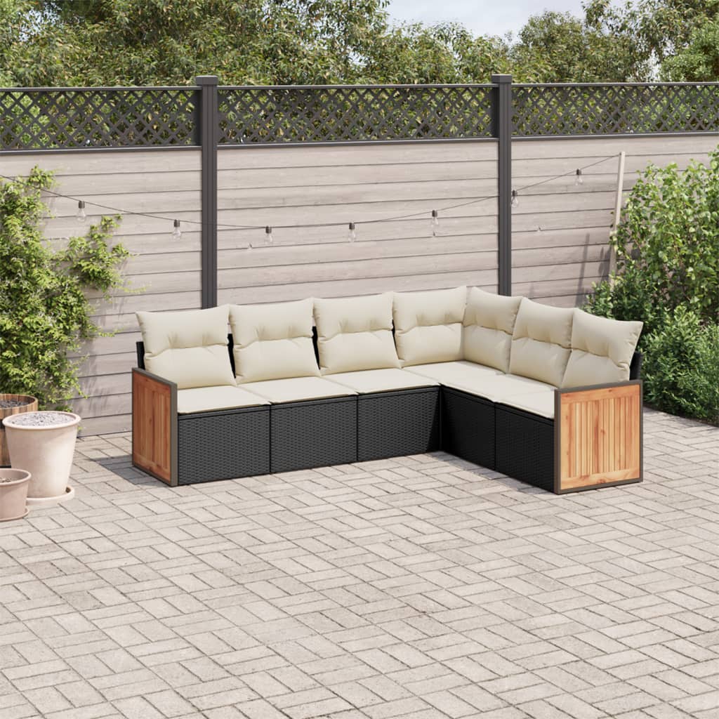 Soffgrupp För Trädgården Med Dynor 6 Delar Beige Konstrotting