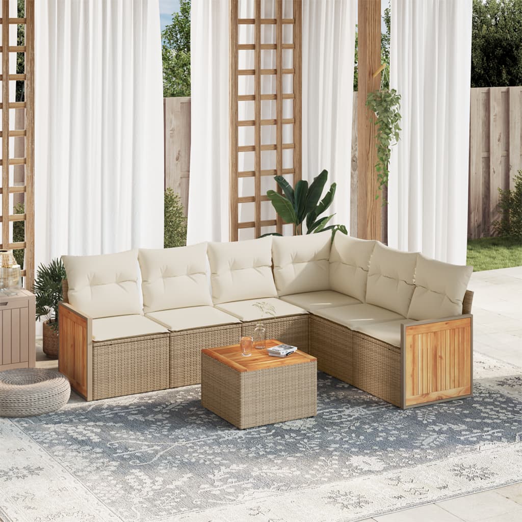 Soffgrupp För Trädgården Med Dynor 6 Delar Beige Konstrotting