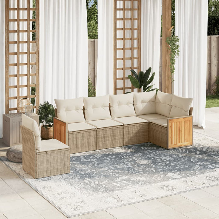 Soffgrupp För Trädgården Med Dynor 6 Delar Beige Konstrotting