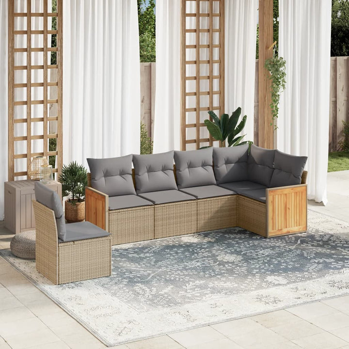 Soffgrupp För Trädgården Med Dynor 6 Delar Beige Konstrotting
