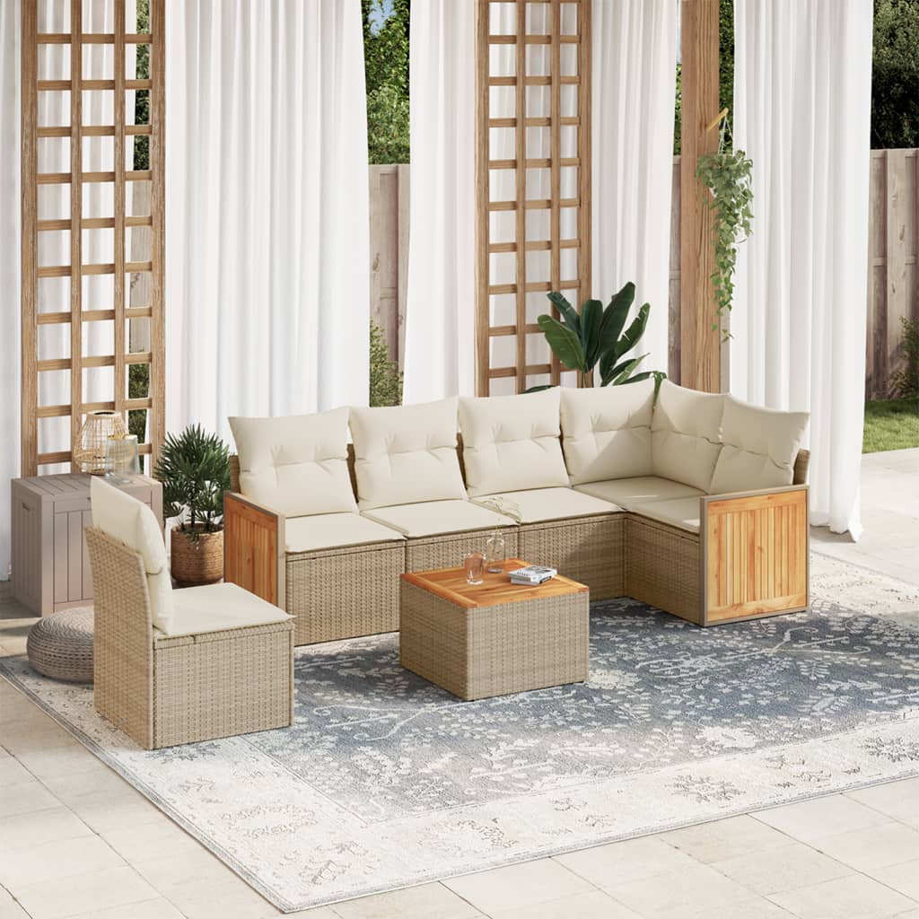 Soffgrupp För Trädgården Med Dynor 6 Delar Beige Konstrotting