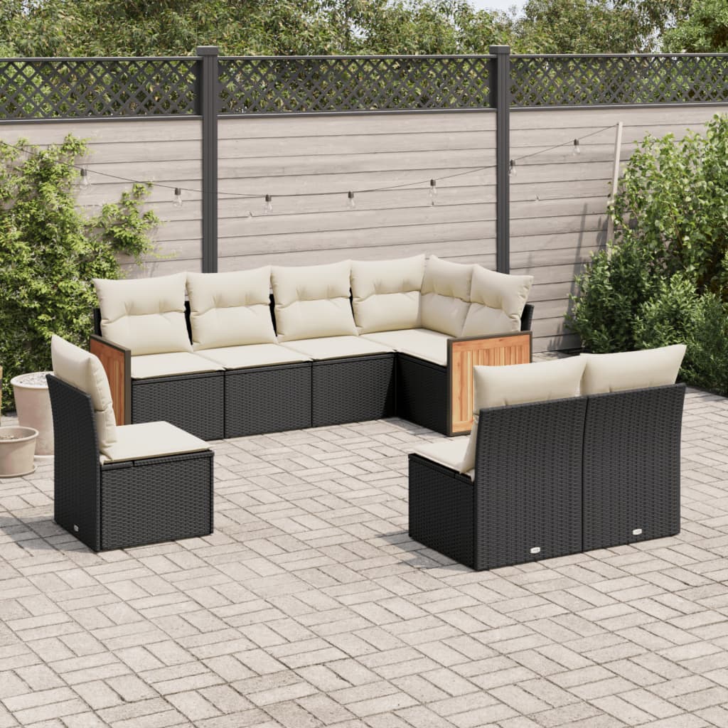 Matgrupp För Trädgården Med Dynor 8 Delar Beige Konstrotting