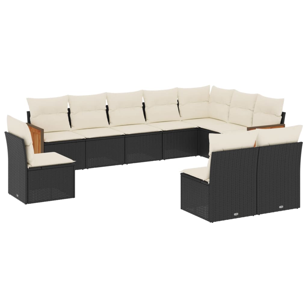 Loungegrupp 10 Delar Med Svarta Dynor Konstrotting
