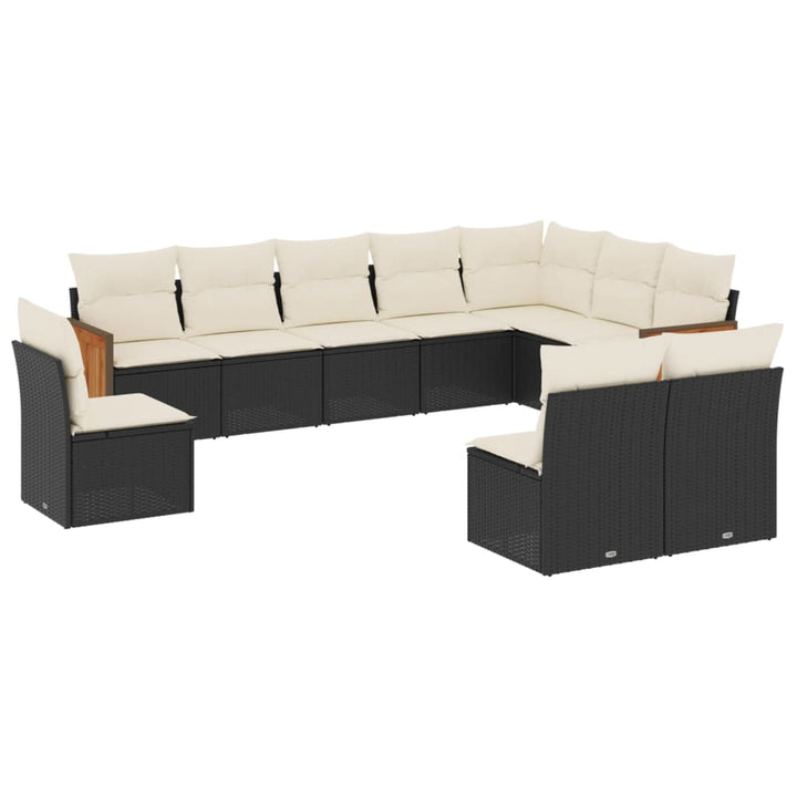 Loungegrupp 10 Delar Med Svarta Dynor Konstrotting