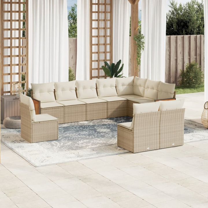 Loungegrupp 10 Delar Med Svarta Dynor Konstrotting