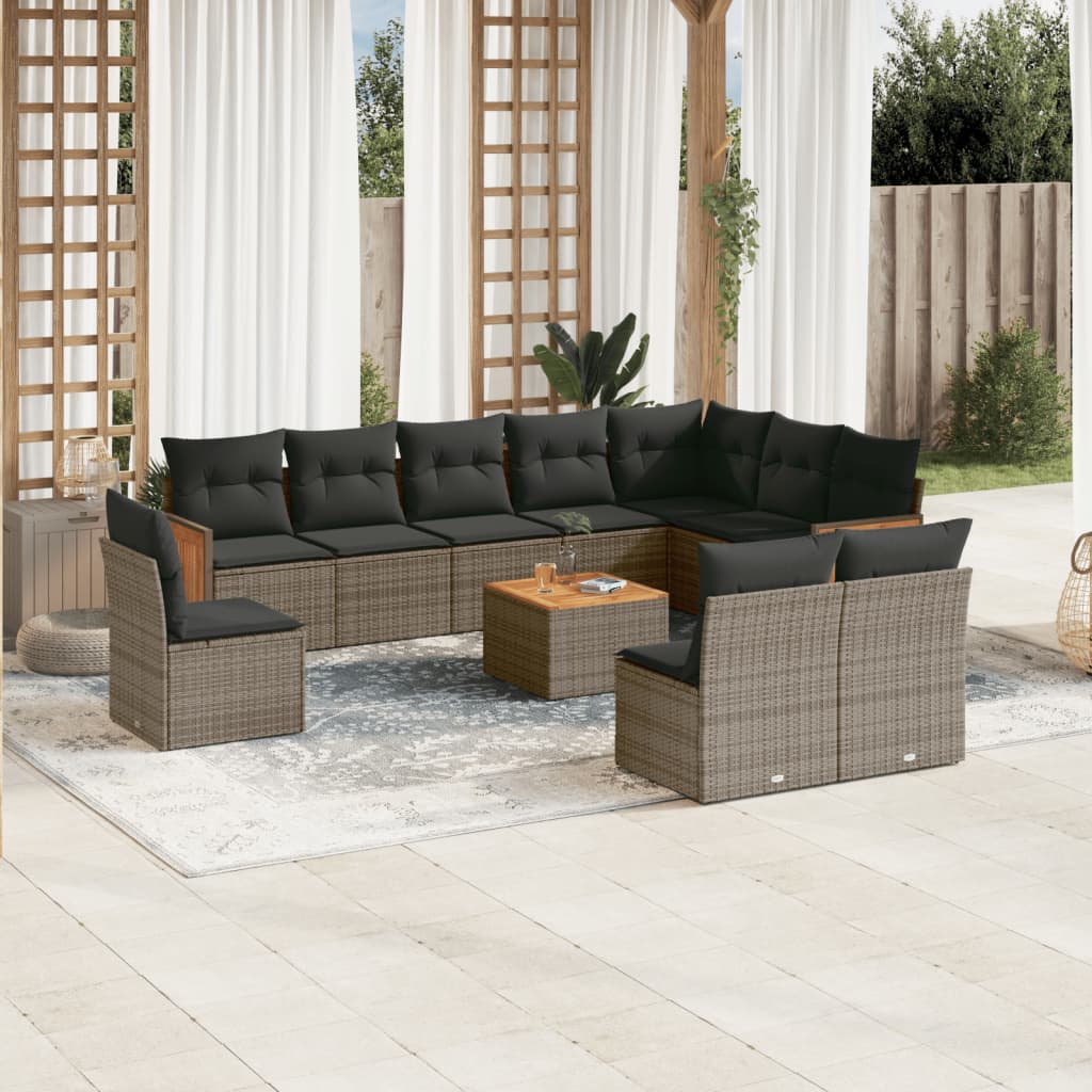 Loungegrupp 10 Delar Med Svarta Dynor Konstrotting