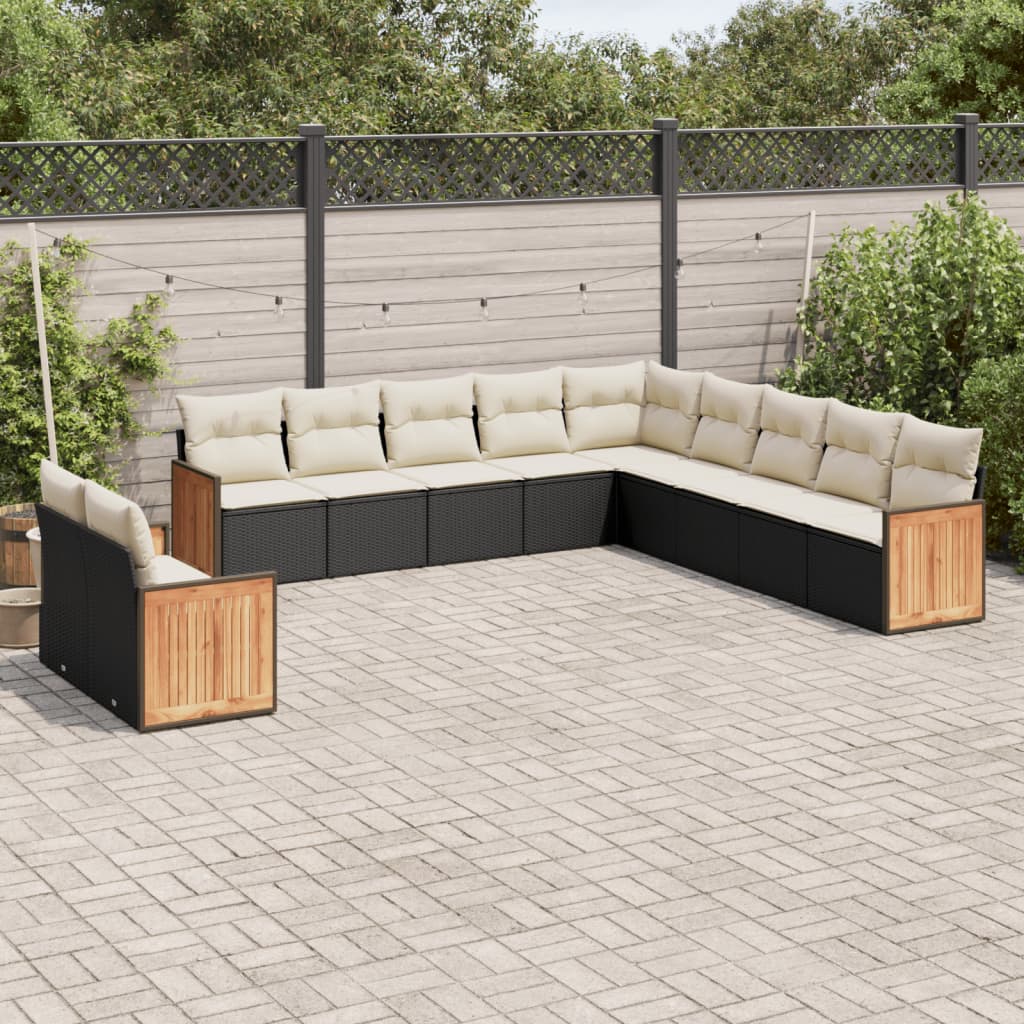 Loungegrupp För Trädgården M. Dynor 11 Delar Beige Konstrotting