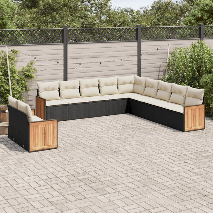 Loungegrupp För Trädgården M. Dynor 11 Delar Beige Konstrotting